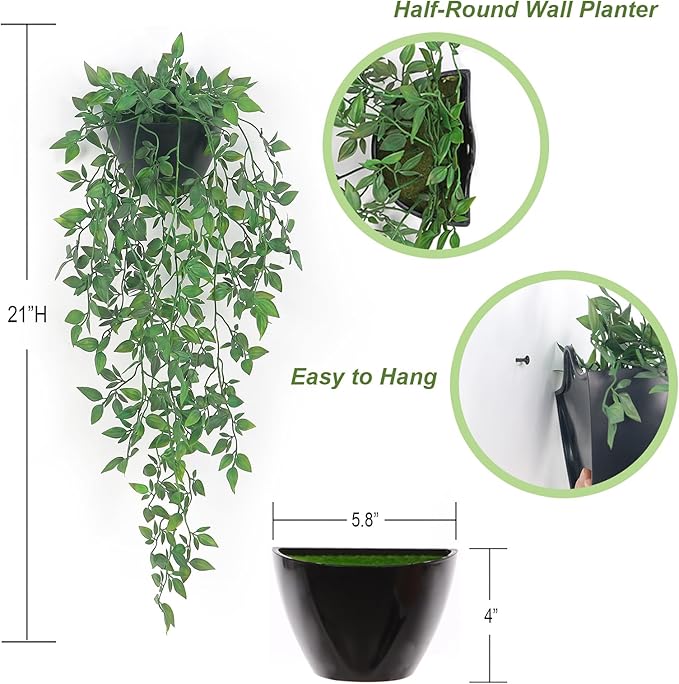 Artificial Hanging Plants 1 Pack, Fake Mandala Vine Greenery with Wall Planter for Office Living Room Bathroom Indoor Décor