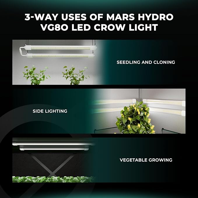 MARS HYDRO VG80 Plant Grow Light,4ft 5000K Full Spectrum LED Grow Lights for Indoor Plants, 2x4 Coverage, IP65 Waterproof Linkable Under Canopy Plant Light Strip for Seedling Veg Flower,2-Pack(2x40W)