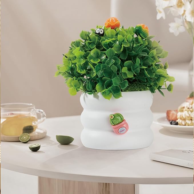 Mini Potted Fake Plants Artificial Plastic Eucalyptus Plants Centerpieces for Table Home Office, Style H