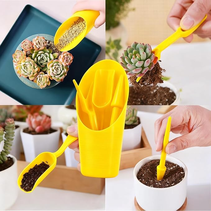 8pcs Potting Soil Scoop for Indoor Plants, Garden Tiny Plant Shovel Hand Tools Transplanting Succulent Cultivation Digging Bonsai Soil Scoops Kits Yellow 2Set