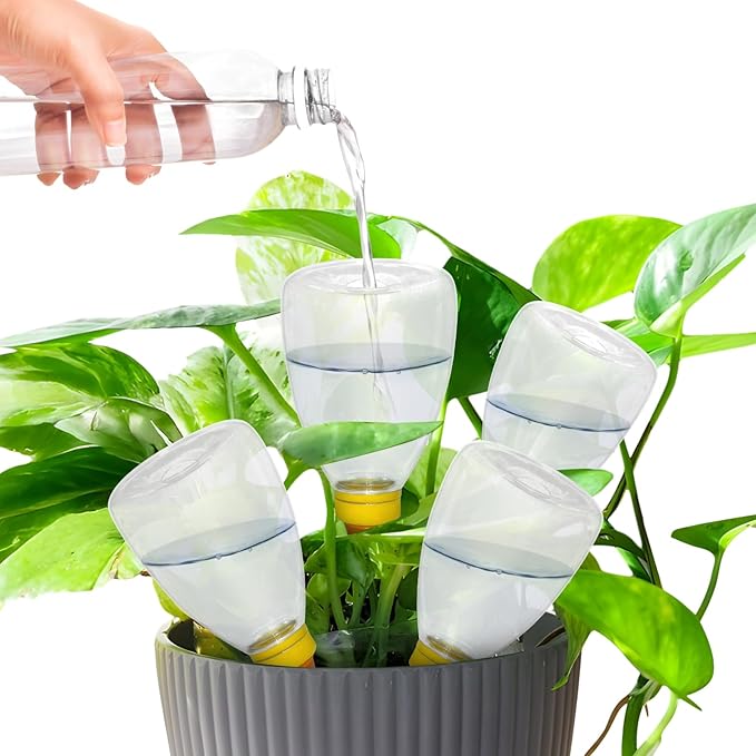 4 Pcs 17 Oz Self-Watering Planter Insert Self-Watering Planter Globes with Slow Release Water Control for Indoor & Outdoor Plants (4, Heart Shape)