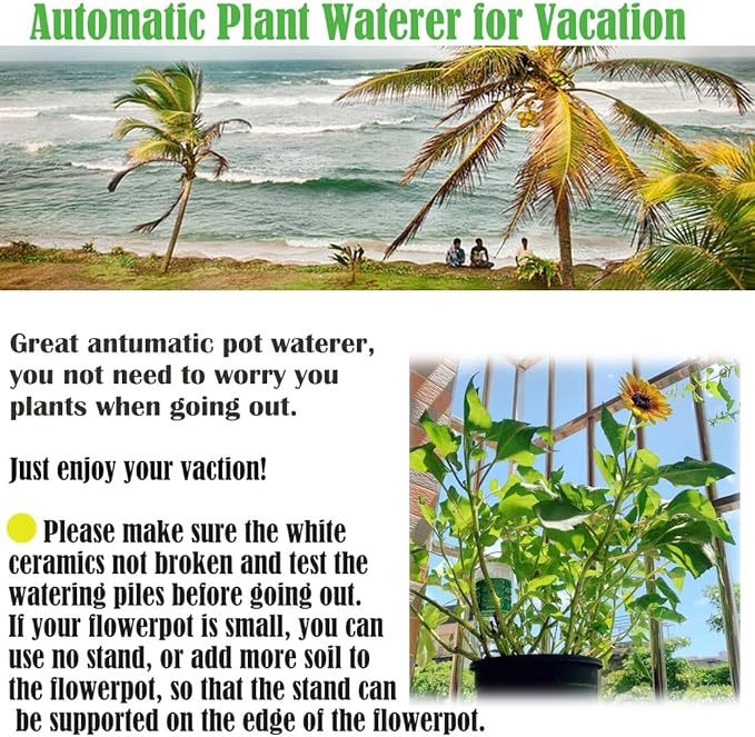 4 Set Durable Automatic Plant Watering Devices, 15~20 Days Large Capacity Plant Watering Spikes, Vacation Self Water Stakes, Plastic Bottle Self Watering Planter Insert, Soak in Boiling Water 1 Night