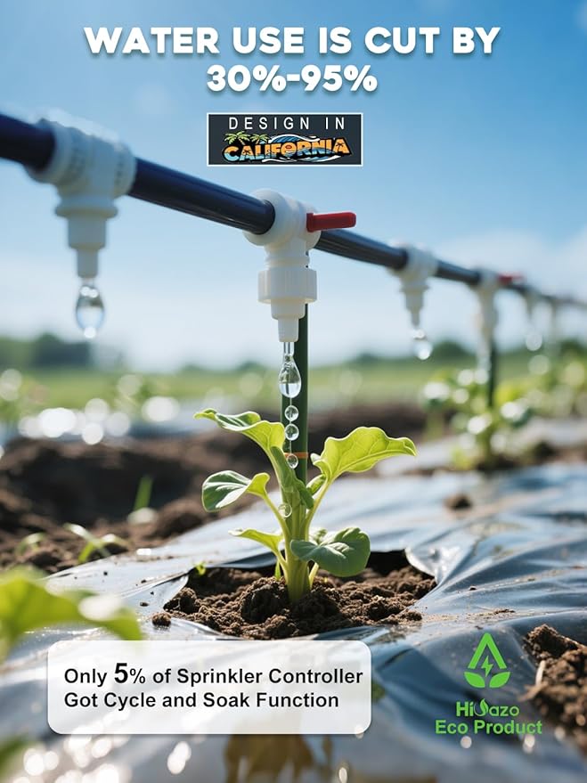 Smart Sprinklers Controller 2.4GHz WiFi, Irrigation Controller Easy Use App Enabled, 4 Zones + 16 Plans, Save Water Auto Skip Rain, Freeze & Wind, 10 Minutes Install