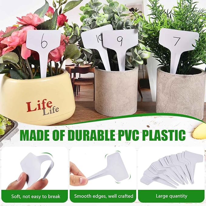 WSSROGY 360 Pcs T-Type Plastic Garden Plant Labels Tags Markers with Marker Pens for Outdoor Plants Name