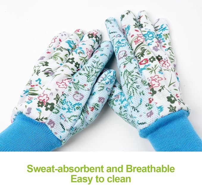 Ainiv Floral Gardening Gloves for Women/Ladies, Non-Slip Garden Work Gloves,Breathable Yard Work Glove Light Working Gloves