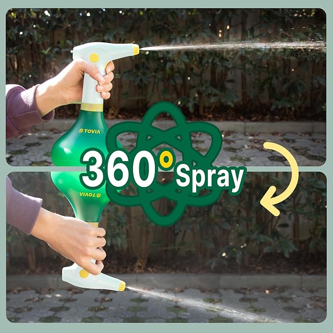 T TOVIA: Garden Sprayer 1 Liter USB-C Battery Spray Bottle Powered Electric, Rechargeable, Portable Garden ， Plant Mister Spray Bottle ， Outdoor and Indoor Plants,Cleans and Gardens, Handheld Powered