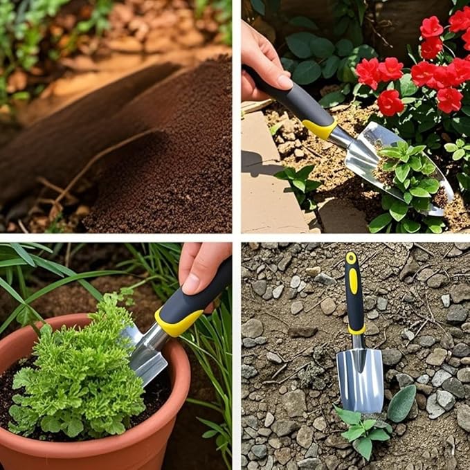Garden Trowel with Hanging Hole - Garden Hand Shovel Soft Rubberized Non-Slip Handle with Ergonomic Handle for Digging , Planting , Transplanting , Weeding , Digging and Smoothing Soil