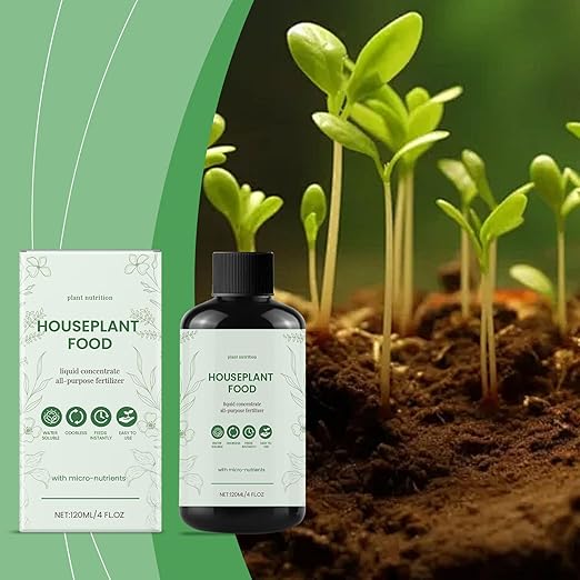Plant Food for Houseplants - Indoor Plant Fertilizer, Growth Tonic | 120ml Natural Liquid Formula for Greenery Roots Hydroponic Garden Soil Booster Leaf Shine Care Herb Shrubs Blossom Support