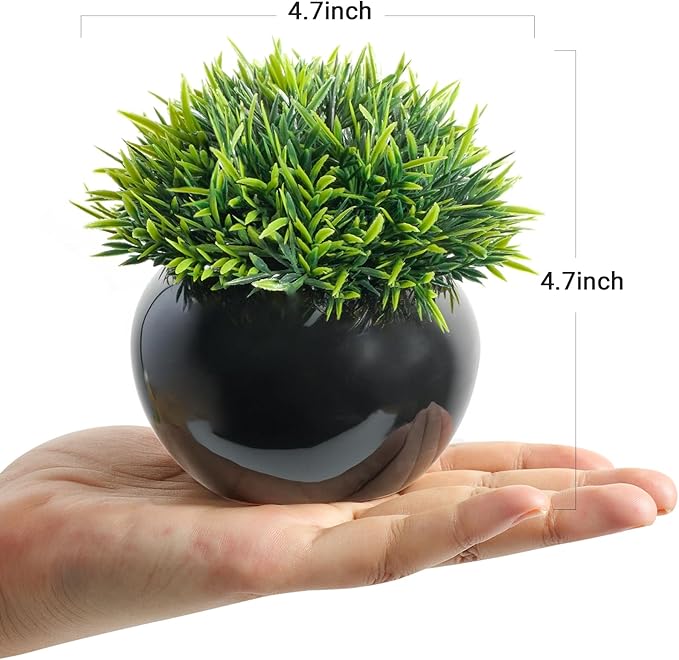 Velener Small Artificial Succulents Grass Desk Plant for Office, Fake Sage Plants for Shelf Decor, Mini Faux Plant Indoor, Masculine Home Decor, Coffee Table Decor, Bathroom Counter Decor in Pot