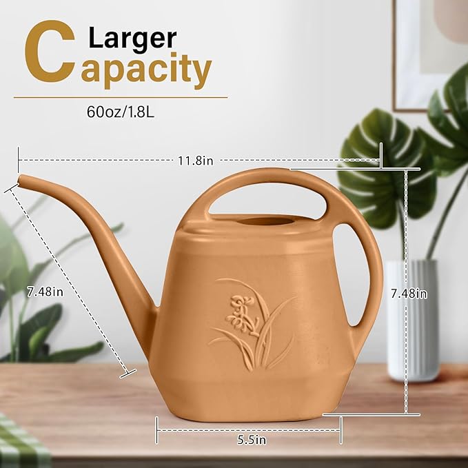 ZXJ Strength Plant Watering Can - for Indoor and Outdoor Home Garden Plants - with Long Spout - Copper Color - 1/2 Gallon