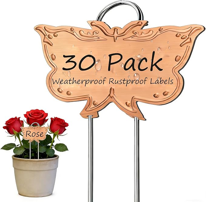 Metal Plant Labels 11in Tall 30 Pack Rose Gold Outdoor Waterproof Garden Label Large Garden Seed Stake Tags for Flowers Fruits and Vegetables