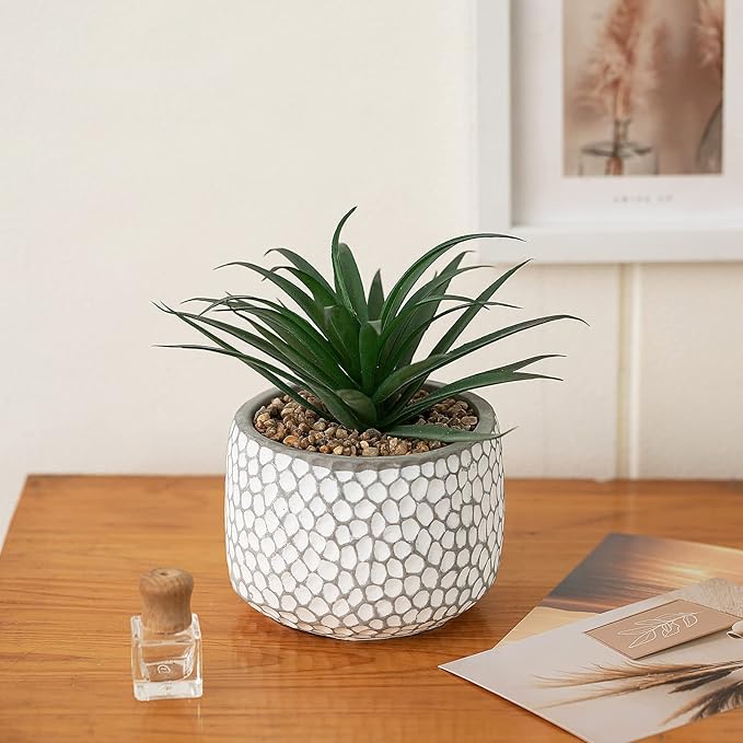 CADNLY Small Fake Plants in Pot - Artificial Succulents for Desk - Small Faux Plants Indoor Modern Farmhouse Artificial Decor - Fake Potted Succulents Decor for Bedroom Bathroom Office Shelf Table