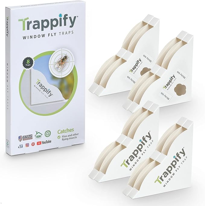 Trappify Window Fly Trap Indoor | Fruit Fly Traps for Indoors | Gnat Traps for House Indoor | Disposable Trap with Sticky Adhesive Strips | Bug Catchers (8 Pack)