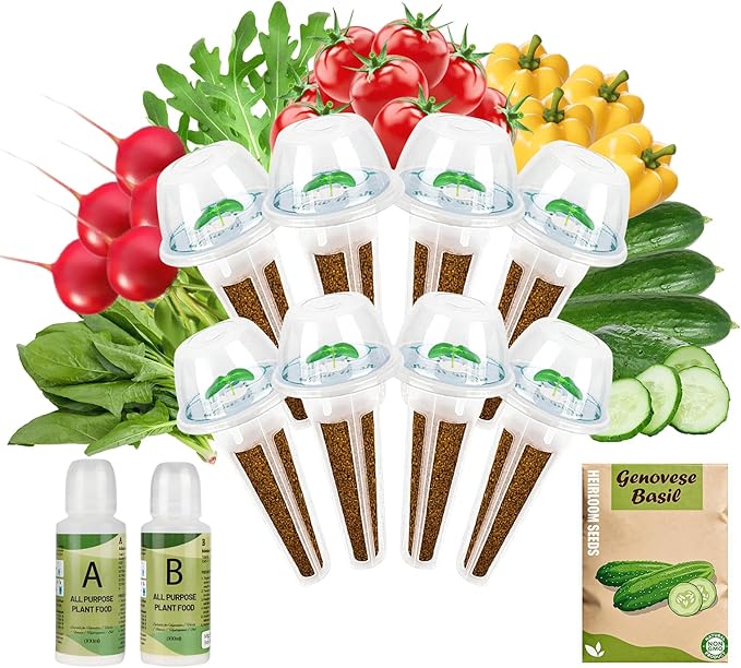 Seed Pods Kit Hydroponic - Refill Pod for All Indoor Garden, 8 Grow Pods with Seeds of Mini Cucumber, Cherry Radish, Arugula, Spinach, Cherry Tomato, and Mini Bell Yellow Pepper (8-Pod)