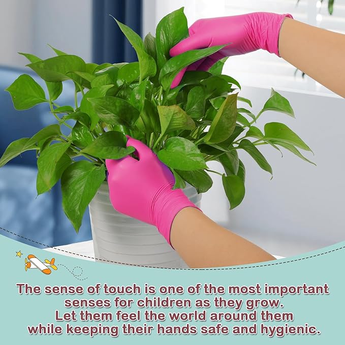 Kids Disposable Nitrile Gloves for 4-10 Years, Suitable for Cooking, Gardening, Painting, Powder and Latex Free-100 PCS