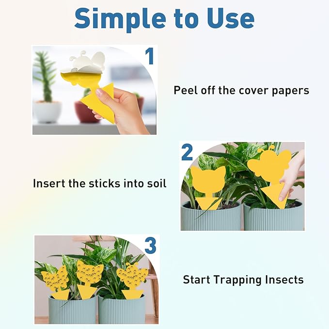48 Pack Fruit Fly Traps for Indoor Outdoor, 3 Shapes Yellow Sticky Bug Traps, Double-Side Fungus Gnat Killer for Houseplants, Mosquitos, Flying Insects