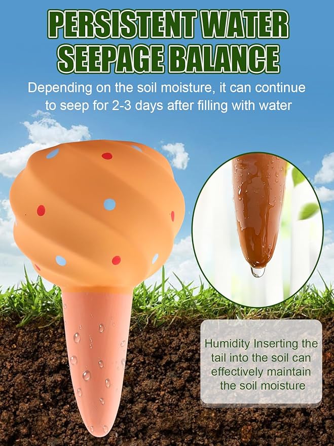 Kalolary 4PCS Plant Watering Globes Self Watering Stakes Terracotta Drip Water Stakes﻿ Irrigation Watering Bulbs for Pot, Indoor, Outdoor, Vacation (Conch)
