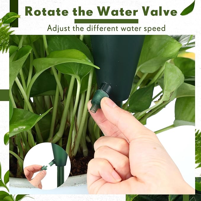 Baderke 8 Pcs Plant Self Watering Spikes Devices Automatic Plant Watering Globe Self Watering Planter Insert Stakes for Indoor Outdoor Garden Houseplant(Green)