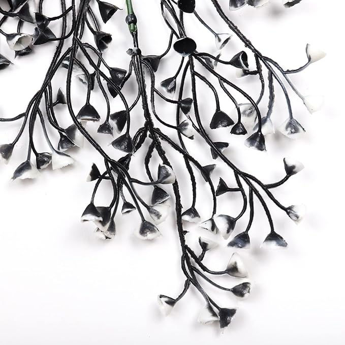 RECUTMS Artificial Hanging Plants 4 Pcs Fake Ferns Artificial Plants Large Faux Hanging Plant Wall Plants Fake Ivy Room Home Garden Wedding Halloween Party Indoor Outdoor Decor(Black White)