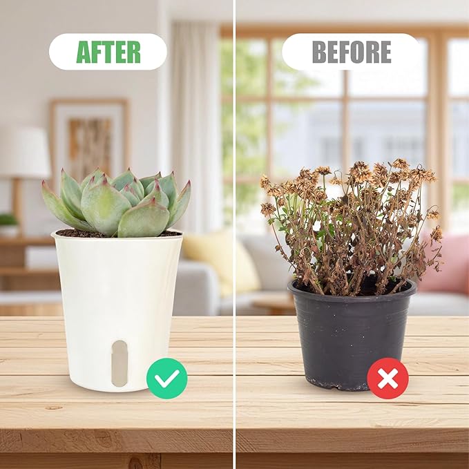 35 Pcs 3-Inch Self Watering Pots for Indoor Plants, Plastic Planters with Water Level Indicator & Vent Holes, Ideal for Succulents, Herbs, and Flowers