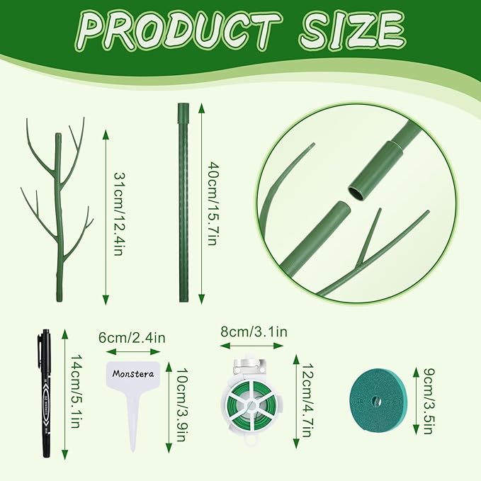 5 Pack Stackable Monstera Support Twig Plant Stakes, Plant Support Stakes for Indoor Outdoor Plants Holder Sticks for Climbing Plants Monstera Pothos Philodendron