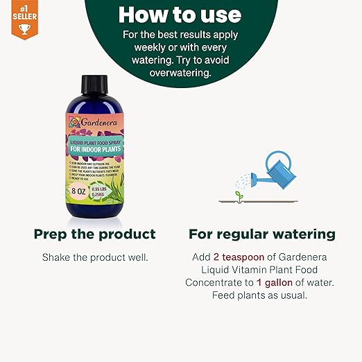 Gardenera Plant Growth Superfood for Indoor Plants with 18 Key Vitamins & Minerals - Organic Plant Food Fertilizer - Micro-Fungi and Bio-Organisms for Indoor Plant Care & Growth Enhancement - 8oz