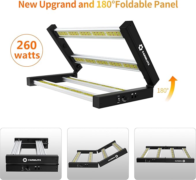 FARMLITE LED Grow Lights for Indoor Plants Full Spectrum Growing Light Bar Plant Hanging Growing Lamps Seedling Daisy Chain Dimmable Board 4x4ft Coverage (260watts)