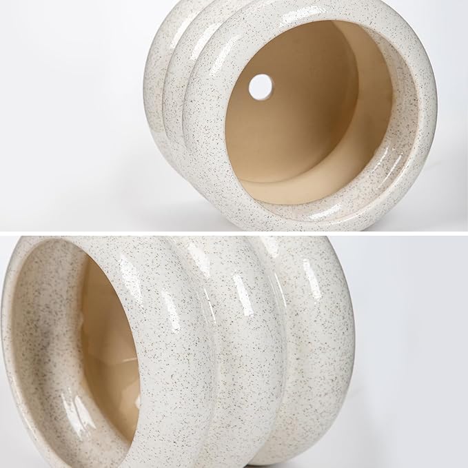 Briful Ceramic Planter Pot, 6 Inch Bubble Planter with Drainage Hole, Large Flower Planter Pots for Indoor Plants Outdoor, Home Office Modern Décor(Creamy White)