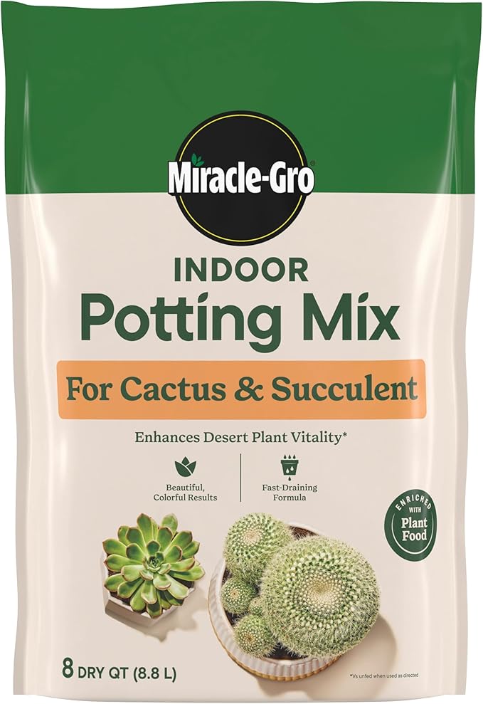 Miracle-Gro Indoor Potting Mix (8 qt.) and Indoor Plant Food (8 fl. oz.) for Cactus & Succulent - Bundle for Growing and Fertilizing Indoor Cacti and Succulents