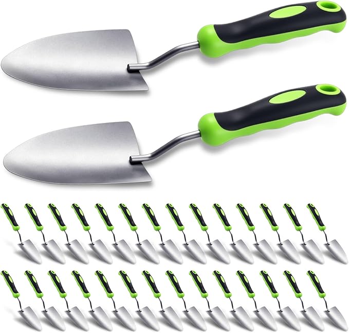 Yaocom 16 Pcs Garden Shovel Aluminum Alloy Heavy Duty Trowel Small Digging Shovels Metal Hand Trowel Spade with Soft Handle for Garden Lawn Yard Planting Tool (Wide Shovel,Green)