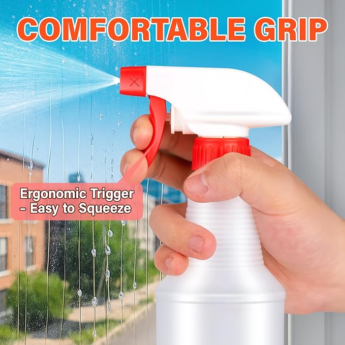 DIYSELF 16oz Spray Bottle 8 Pack, Heavy Duty Plastic Spray Bottles for Plants, Refillable Spray Bottles for Cats and Cleaning Solutions, Chemical Resistant Spray Bottle with Trigger Sprayers