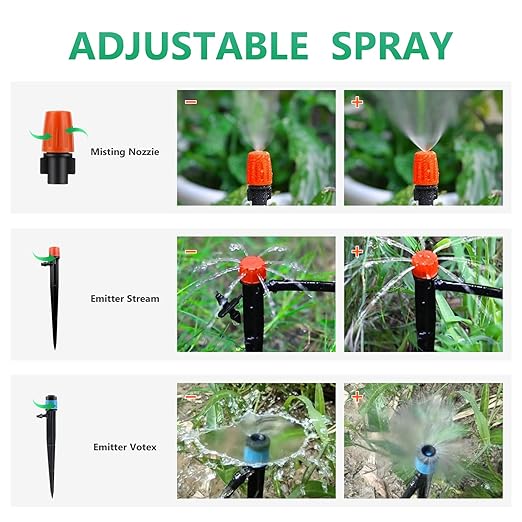 240FT Drip Irrigation System Kit, Drip Irrigation System for Garden with 1/4" Irrigation Tubing DIY Saving Water Automatic Watering System for Greenhouse, Yard, Lawn, Plant
