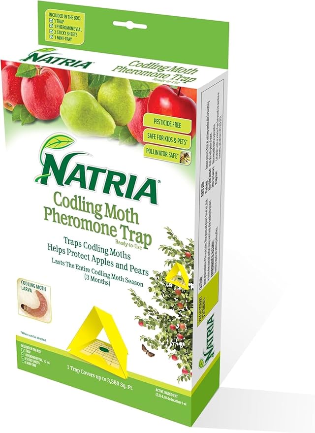 NATRIA Codling Moth Pheromone Trap, Ready-to-Use, (1-Pack) with NATRIA Neem Oil Spray for Plants Pest Organic Disease Control, for Insects, 24 Oz, Ready-to-Use