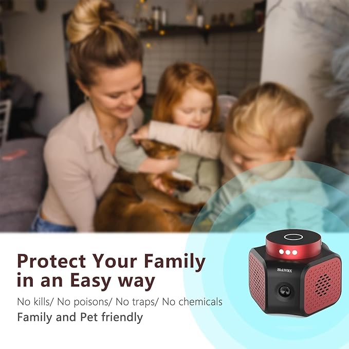 Ultrasonic Rodent Repeller Plug-in Mouse & Rat Deterrent with 3 Modes and LED Strobe Lights, Indoor Pest Control for Attic, Basement, Garage (Red)