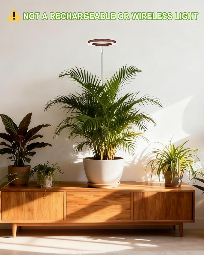 yadoker Grow Light for Large Indoor Plants, Full Spectrum LED Plant Light, Height Adjustable for Tall Plants, Auto On/Off Timer, 5V Safe Low Voltage Walnut Grain Grow Lamp for Home & Office