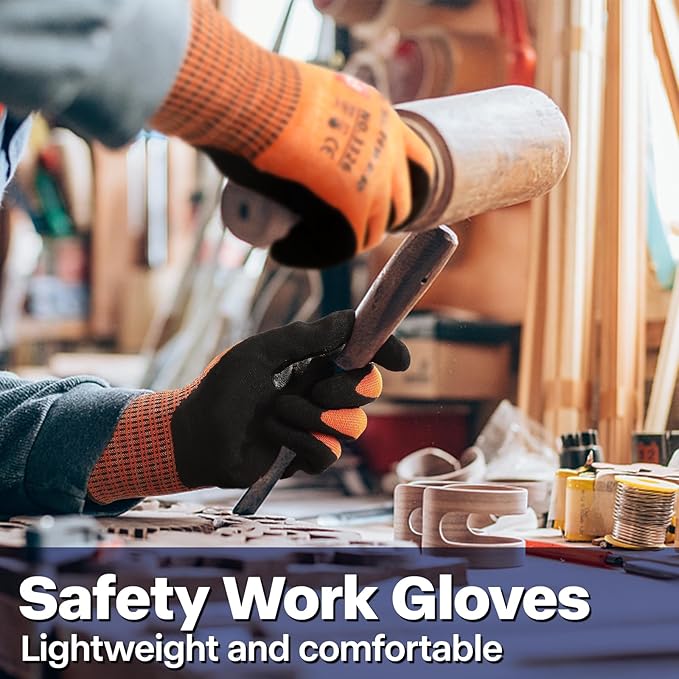 Schwer 12 Pairs ProGuard Highest Level Cut Resistant Work Gloves PR3326 for Extreme Protection，ANSI A9 Cut Gloves with Reinforced Thumb, Non Slip, Breathable, Durable, Touch-screen, Orange S