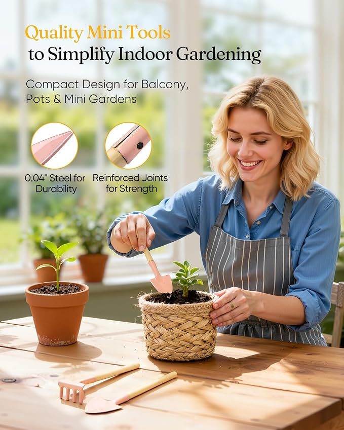 Grenebo 12-Piece Womens Gardening Tools Gift Set, Rust-Proof & Heavy-Duty Garden Tools with Durable Carrying Case, Fashionable & Thoughtful Gardening Gifts for Women&Men (Purple-Pink)