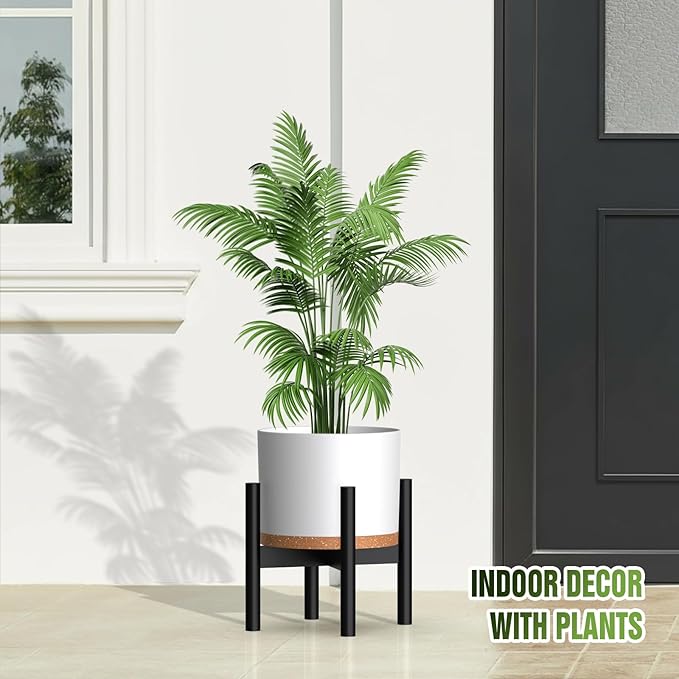 10/9/8 Inch Large Plant Pots with Drainage Holes and Trays, 3 Pack Modern Minimalist Cylinder Planters for Monstera, Snake Plant, Indoor Outdoor (Matte White & Brown)