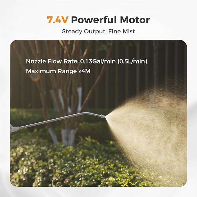 Diivoo 1.35 Gallon/5L Battery Powered Sprayer, 2000mAh Electric Weed Sprayer with 2 Adjustable Nozzles, Retractable Wand for Lawn, Garden, Yard