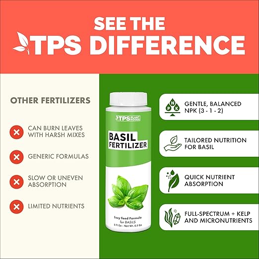 Basil Fertilizer – Liquid Plant Food for More Leaves, Fuller Plants & Fast Regrowth, 32 oz