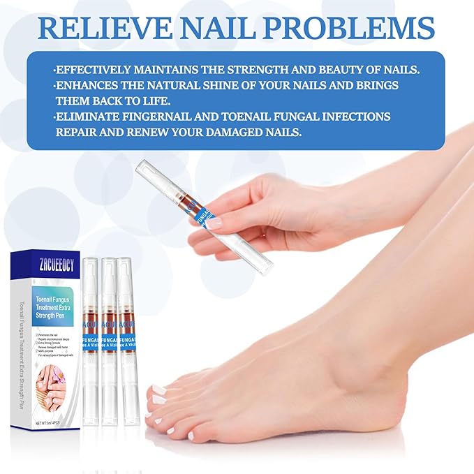 Nail Fungus Pen,4 Pack Nail Treatment Pen，Treatment Extra Strength for Toenail & Fingernails，Fast-Acting Solution for Broken& Discolored Nails