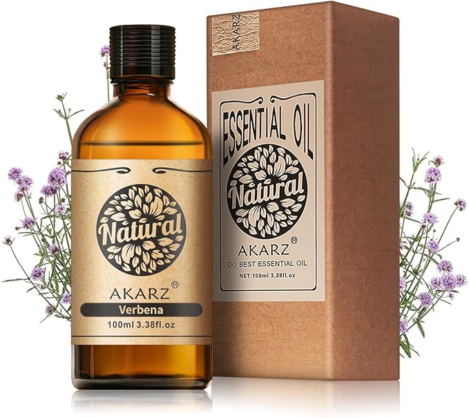 AKARZ 100ml Verbena Essential Oil Natural Verbena Oil Pure for Candle Making,DIY Skincare Products Massage,Home Spa Relaxation