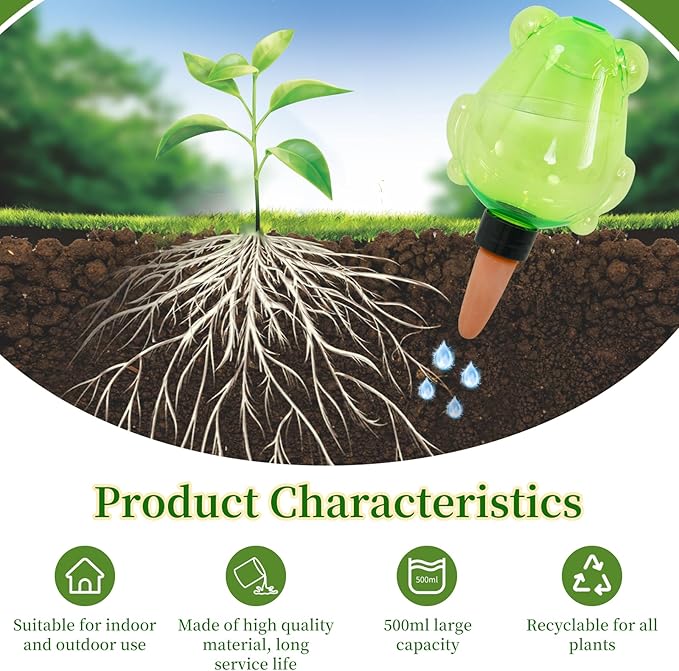 3 Pack Self Watering Globes for Plant Water Bulbs 13oz Watering Planter Insert Indoor Water Spikes Stakes for Automatic Drip Irrigation Plant Watering Devices