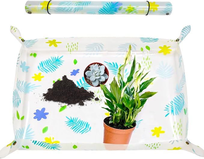 40.2" Large Repotting/Potting Soil Mat for Indoor Plants,Thicker Potting Tray for House Plants, Succulents,Cactus, Pots, Soil,Bonsai tool,Gardening Accessories Plant Lovers Gifts(40.2" x 29.1",Clear)