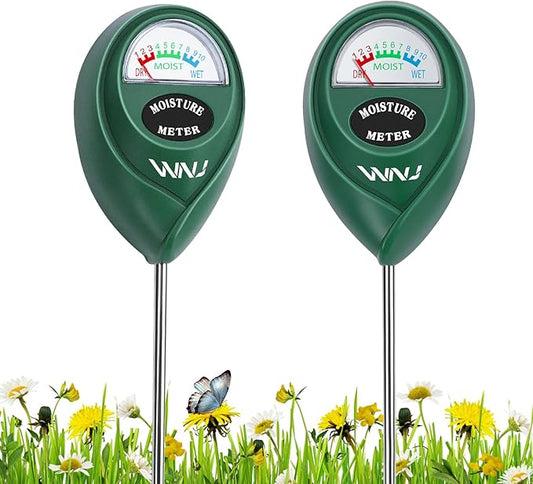 WNJ 2 Pack Soil Moisture Meter, Plant Water Monitor, Lawn Moisture Meter，Soil Hygrometer Sensor for Gardening, Farming, Indoor and Outdoor Plants
