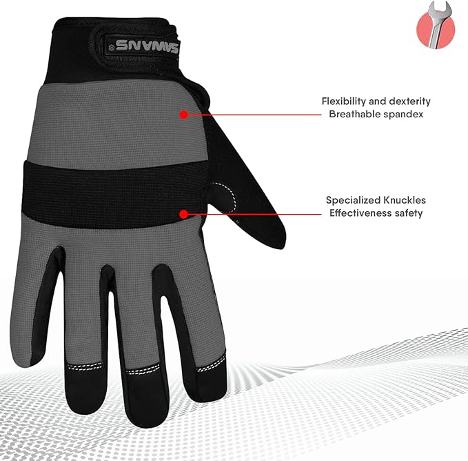 SAWANS Safety Work Gloves Gardening Working Gloves Mens Women Mechanic Construction Utility Flexible Padded Palm Protection