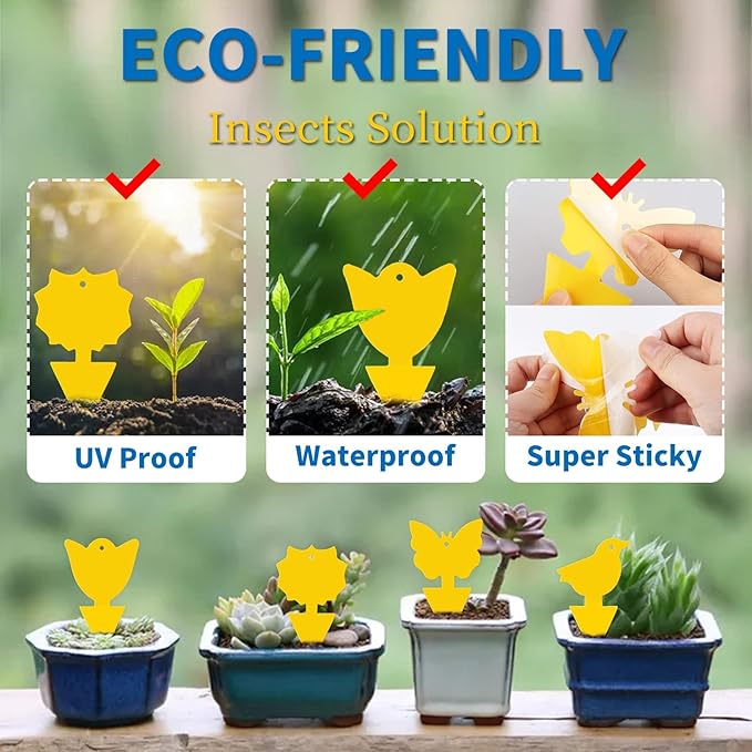 Fruit Fly Traps for Indoors,20pcs Yellow Sticky Fly Traps,Gnat Traps,Bugs Catcher for House Outdoor, Bonus 4 Fly Paper Tubes Home Office (Yellow)