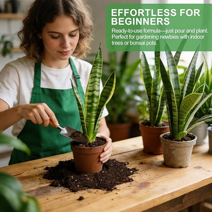 Organic Snake Plant Potting Soil 2qt- Well-Draining Nutrient-Rich Mix for Healthy Roots & Faster Growth, Natural Soil for Sansevieria Plants