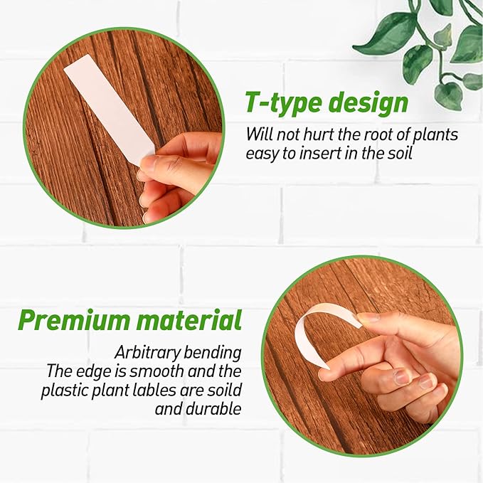 DMSKY Plant Labels 4 Inch 300 Pcs, White Plastic Plant Tags for Seedlings, Plant Markers for Outdoor Garden Waterproof Nursery Garden Labels with Permanet Marking Pen