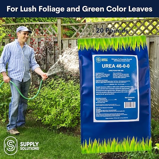 Supply Solutions Urea 46-0-0 Nitrogen Fertilizer to Stimulate Lush Growth and Deep Green Color - Plant Food Plant Fertilizer for Plants Lawn Garden - Bloom Booster for Flowers, Fruits (20 Pounds)